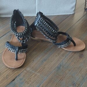 Zigi Soho Black and Silver Beaded Sandals